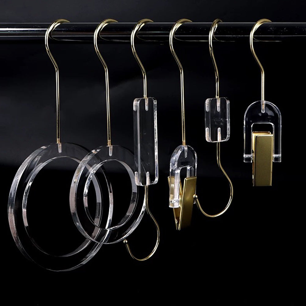 Kochwert Clear Acrylic Coat Hook - S/Ring/Clip Style for Home, Wardrobe and Accessory Display-4