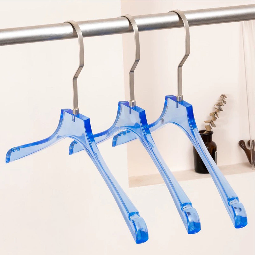 Kochwert Blue Acrylic Clothes Hanger with Pants Clip - Unisex, Suitable for Store Displays