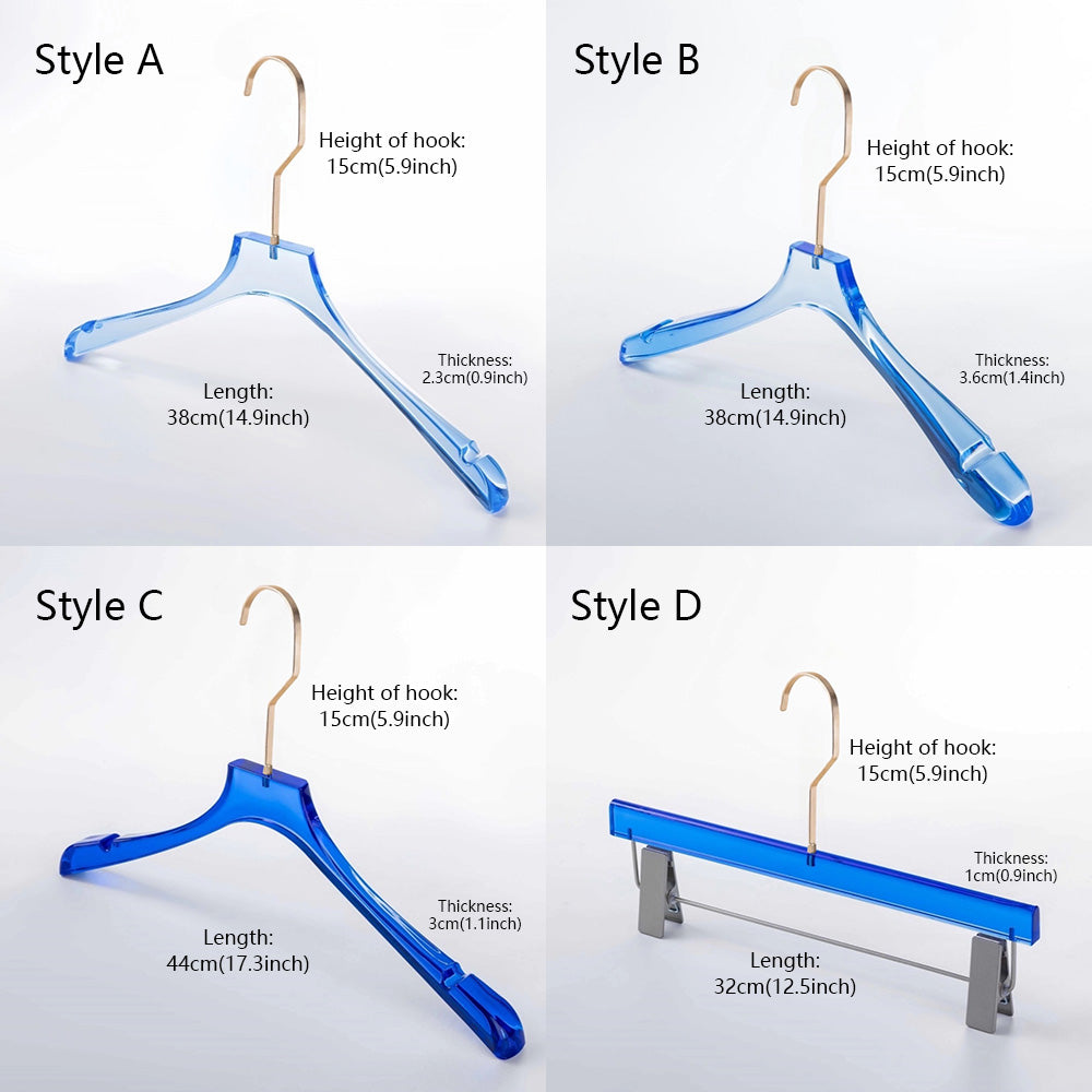 Kochwert Blue Acrylic Clothes Hanger with Pants Clip - Unisex, Suitable for Store Displays