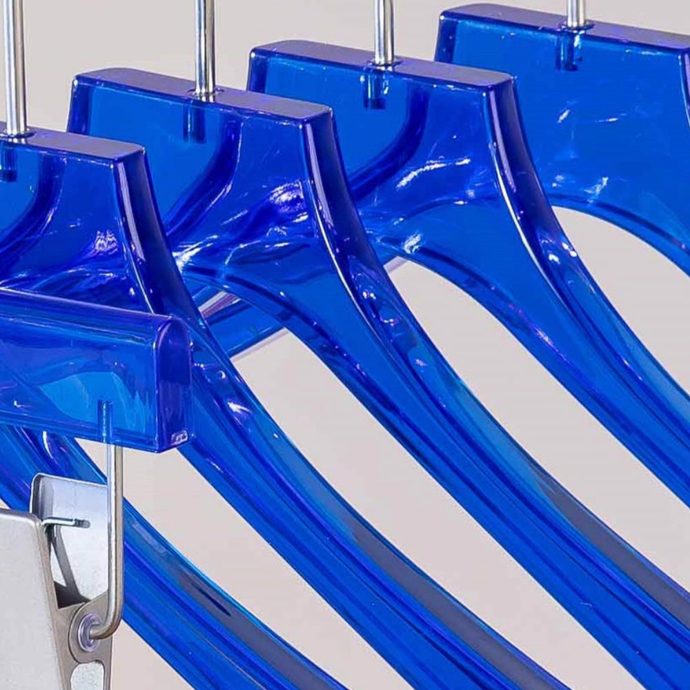 Kochwert Blue Acrylic Clothes Hanger with Pants Clip - Unisex, Suitable for Store Displays
