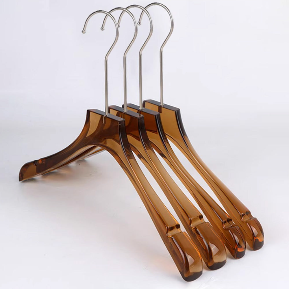 Kochwert Brown Acrylic Hanger - Long Metal Hook Clip for Hanging Suit, Skirt and Pants-9