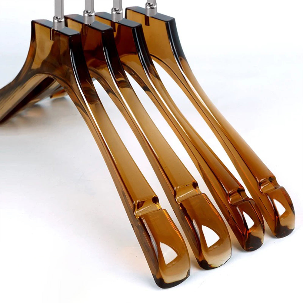 Kochwert Brown Acrylic Hanger - Long Metal Hook Clip for Hanging Suit, Skirt and Pants-10