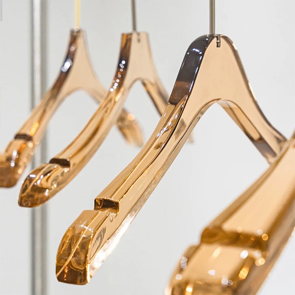 Kochwert Brown Acrylic Hanger - Long Metal Hook Clip for Hanging Suit, Skirt and Pants-11