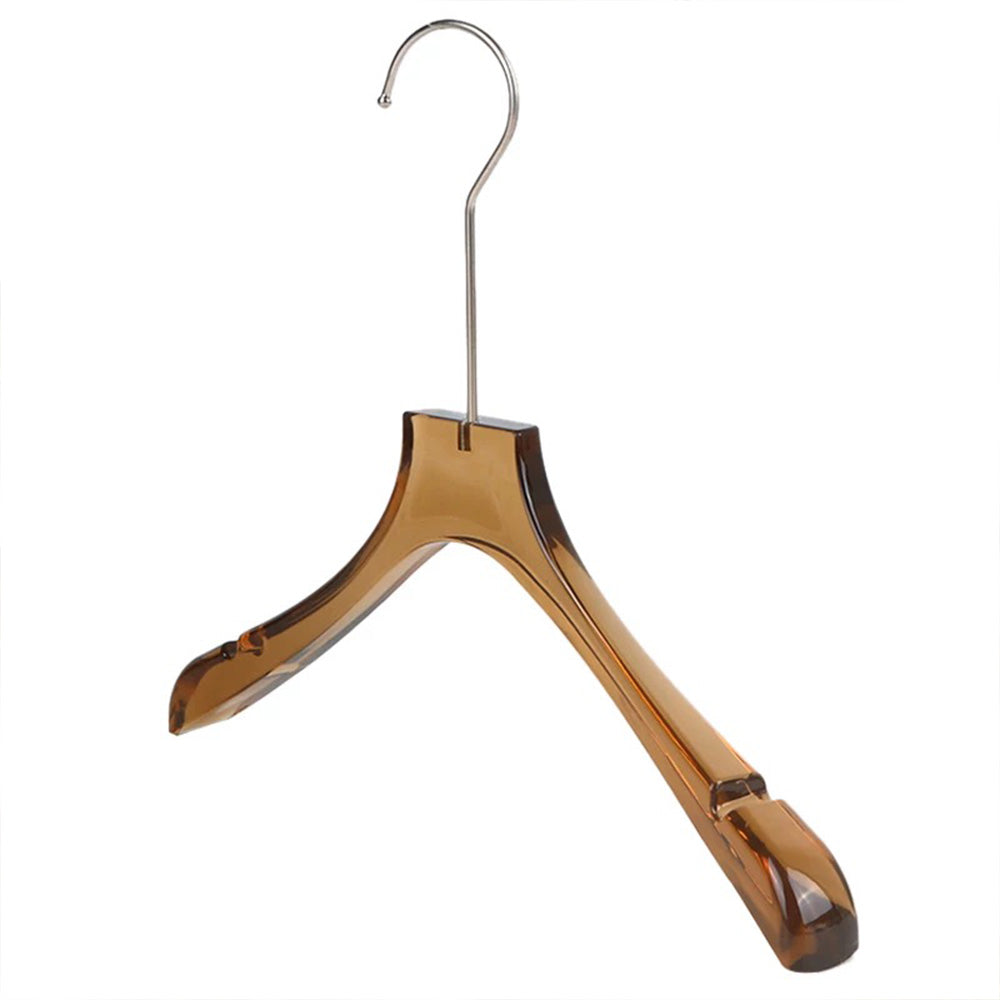 Kochwert Brown Acrylic Hanger - Long Metal Hook Clip for Hanging Suit, Skirt and Pants-4