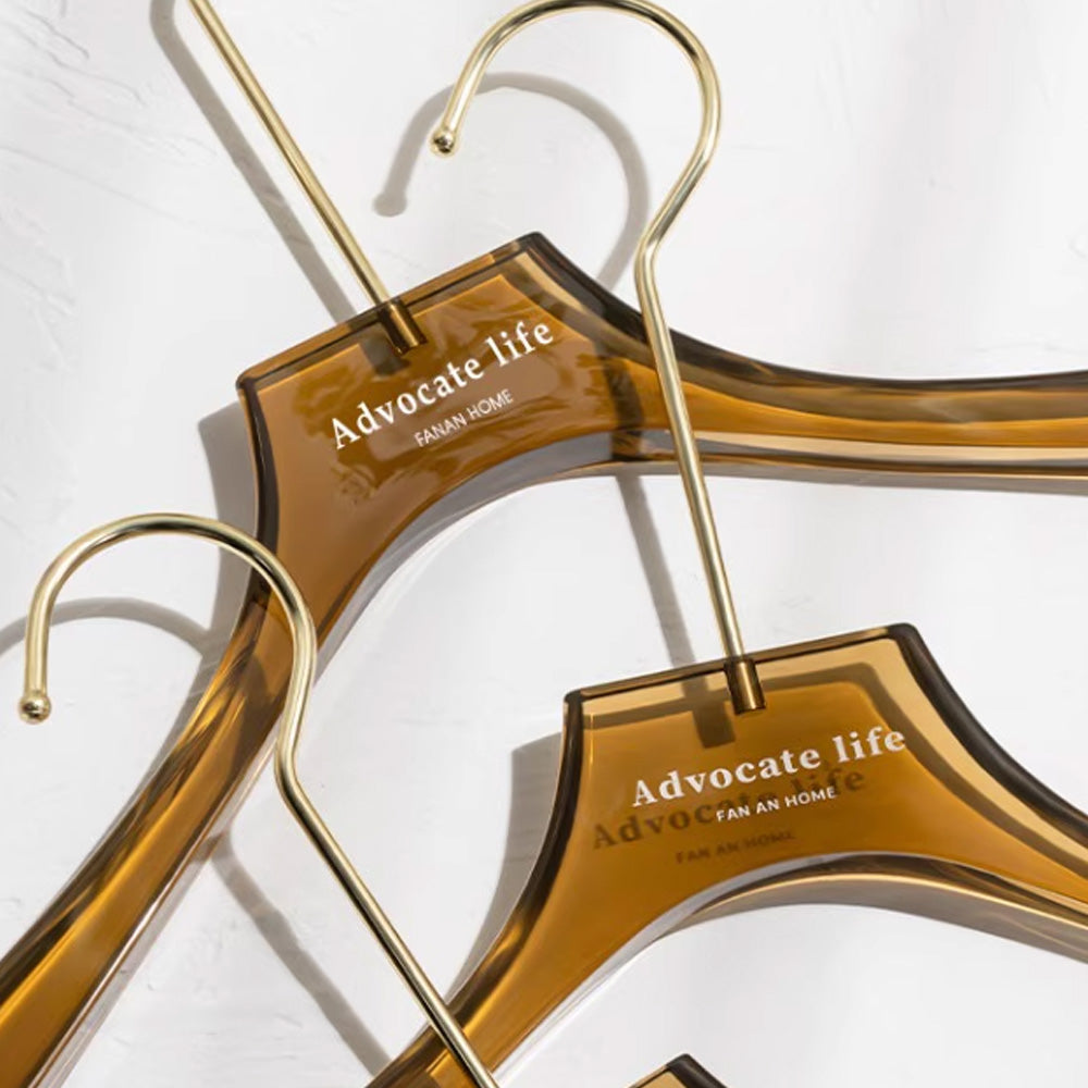 Kochwert Brown Acrylic Hanger - Long Metal Hook Clip for Hanging Suit, Skirt and Pants-5