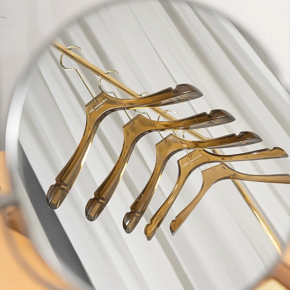 Kochwert Brown Acrylic Hanger - Long Metal Hook Clip for Hanging Suit, Skirt and Pants-7