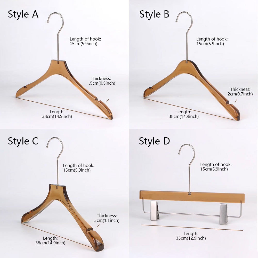 Kochwert Brown Acrylic Hanger - Long Metal Hook Clip for Hanging Suit, Skirt and Pants-2