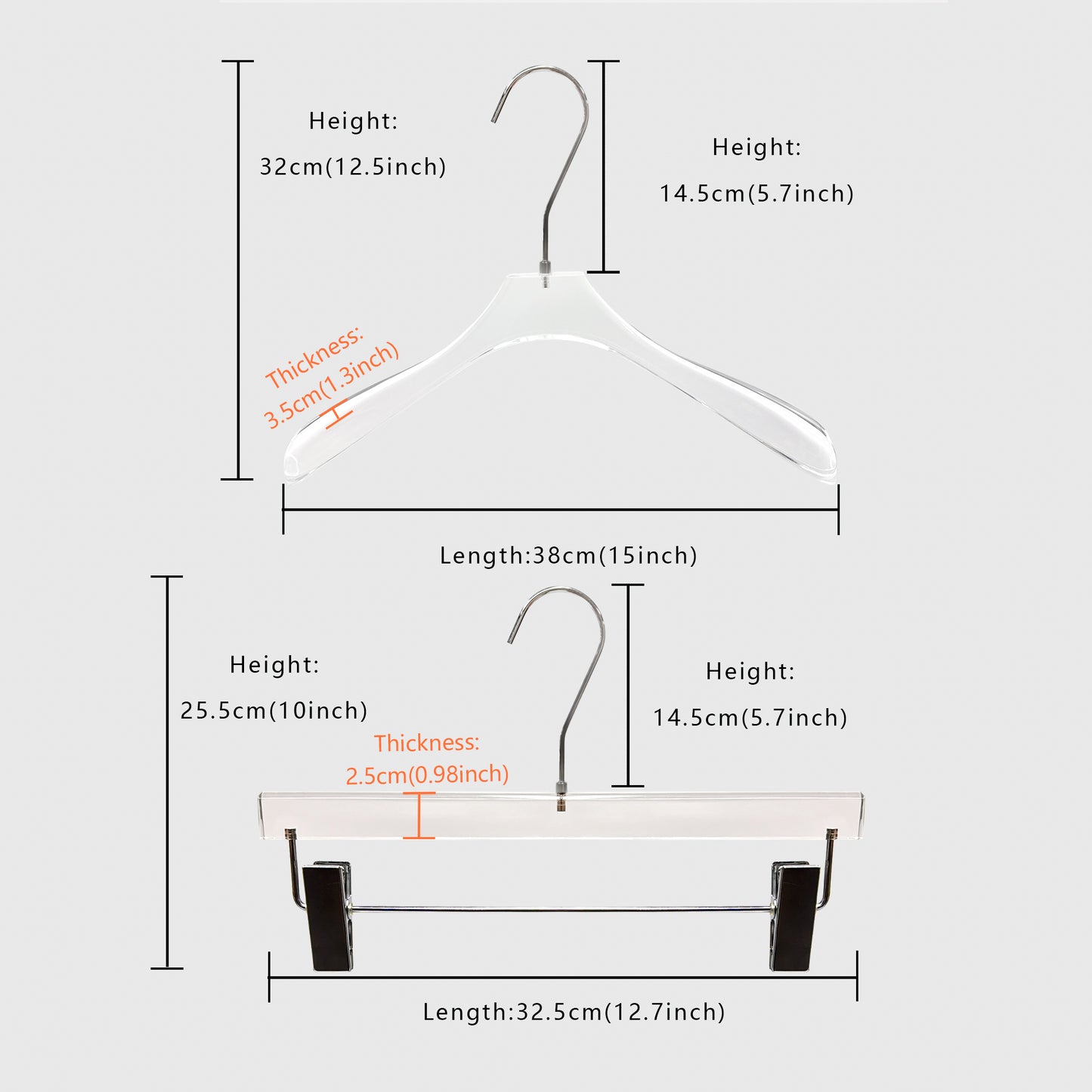 Kochwert Clear Acrylic Hanger with Long Hook – Durable for Heavy Winter Coats and Pants-2