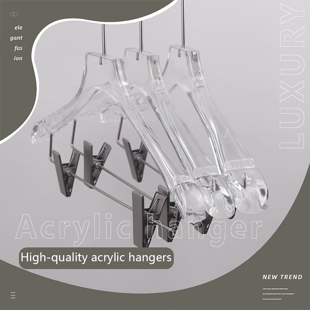 Kochwert Clear Acrylic Men's Hanger with Clips - for Displaying Suit and Pants in Stores-4