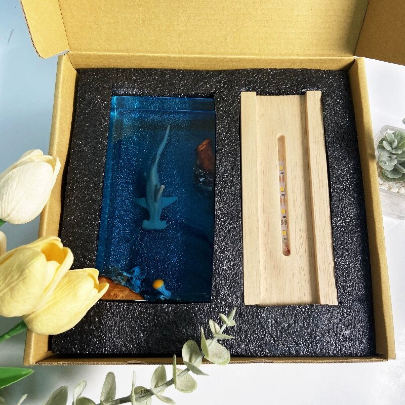Kochwert Clear Resin Shark Night Light - A Home Decor Mood Light or Holiday Birthday Gift-7