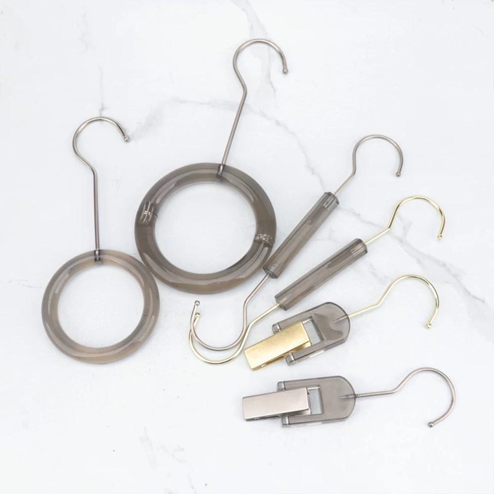 Kochwert Grey Acrylic Coat Hook – S/Ring/Clip Style for Home, Closet & Accessory Display-5