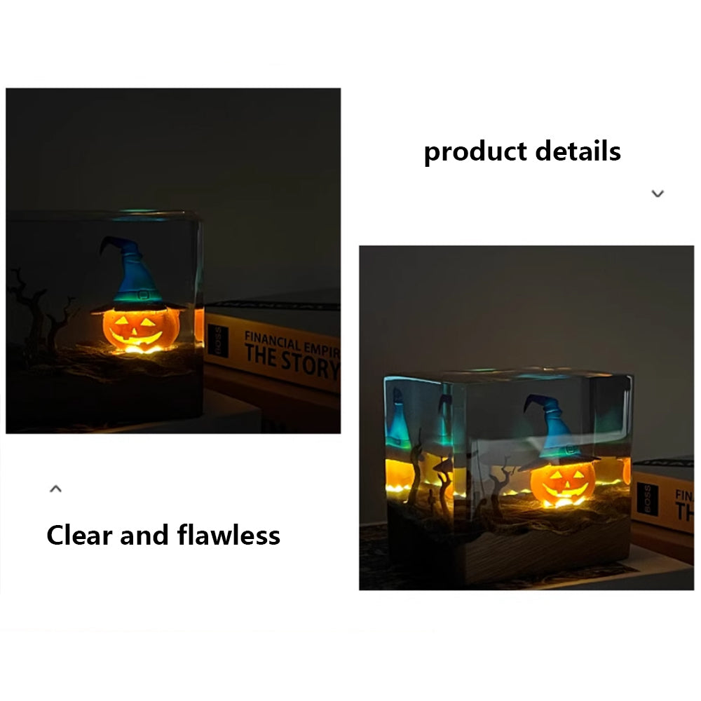 Kochwert Halloween Resin Night Light – Handmade Pumpkin Lamp for Home Decor and Gifts