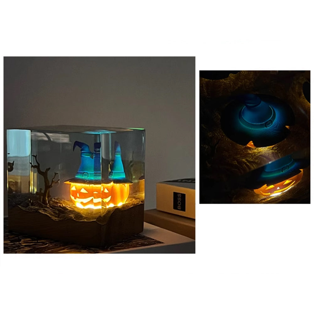 Kochwert Halloween Resin Night Light – Handmade Pumpkin Lamp for Home Decor and Gifts