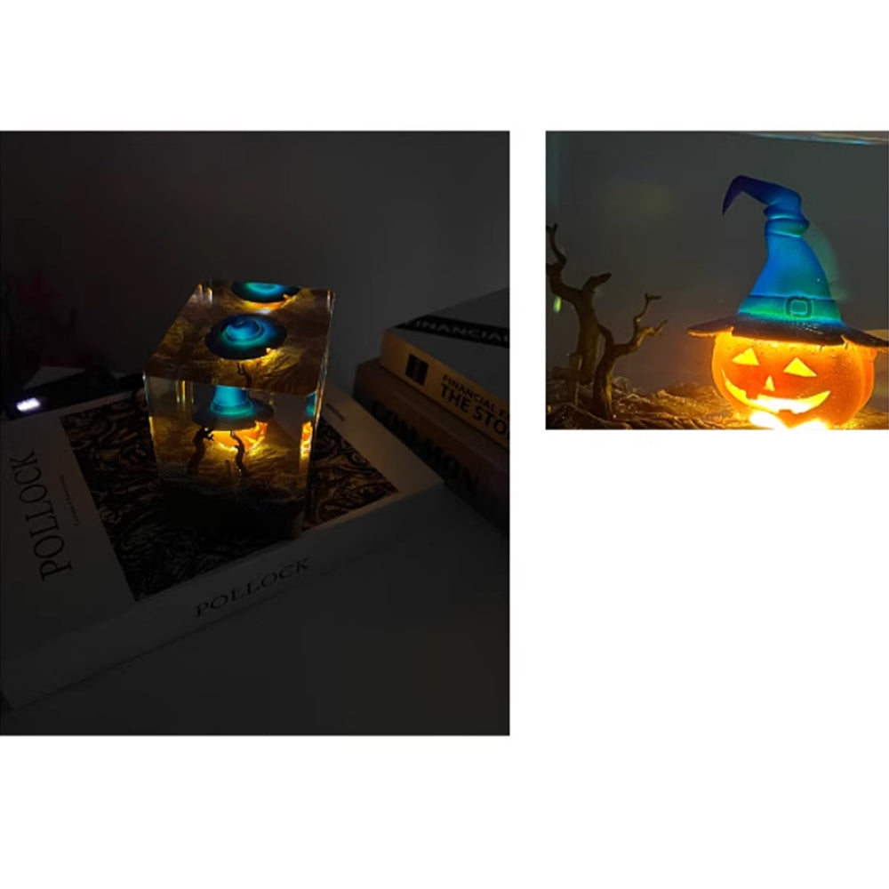 Kochwert Halloween Resin Night Light – Handmade Pumpkin Lamp for Home Decor and Gifts