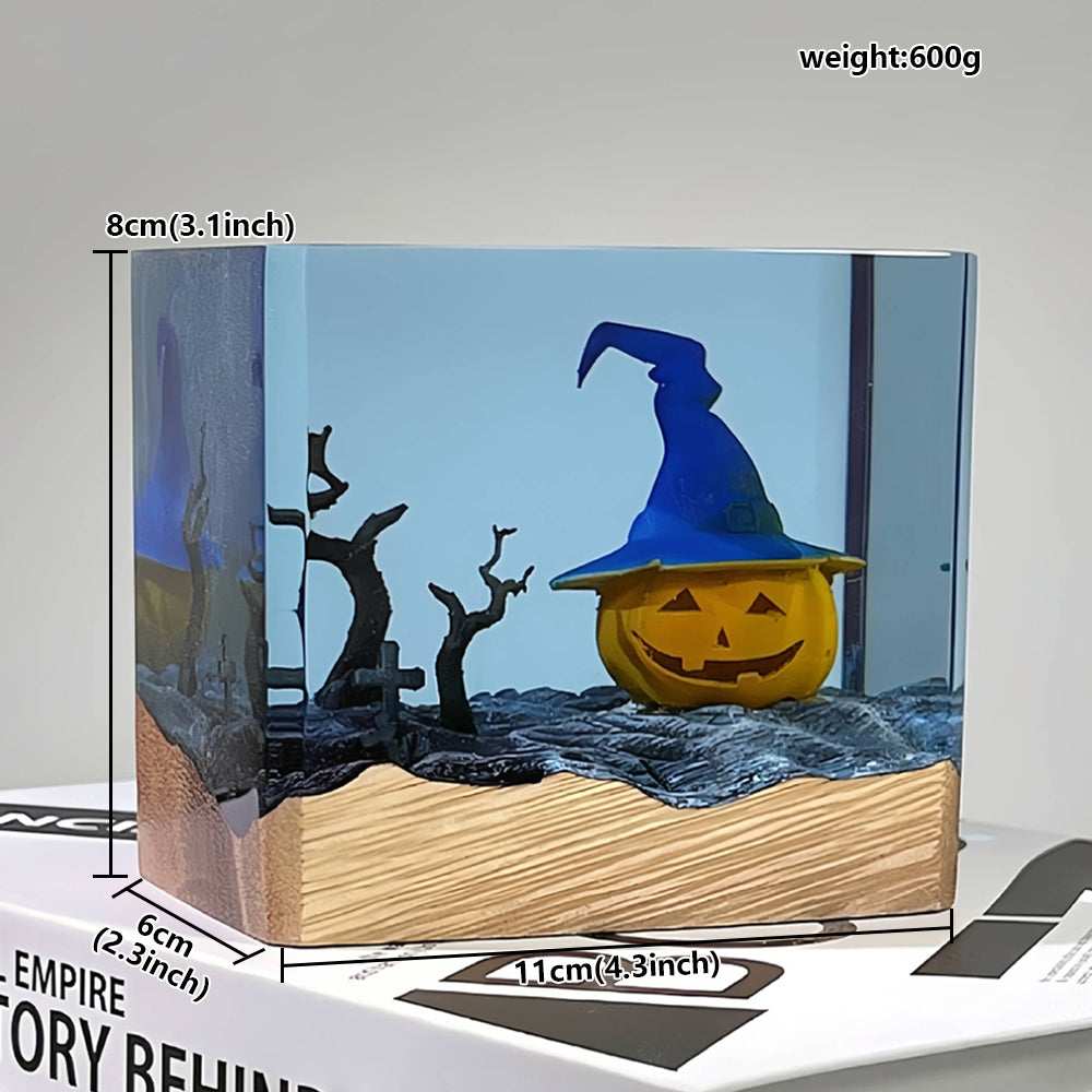 Kochwert Halloween Resin Night Light – Handmade Pumpkin Lamp for Home Decor and Gifts