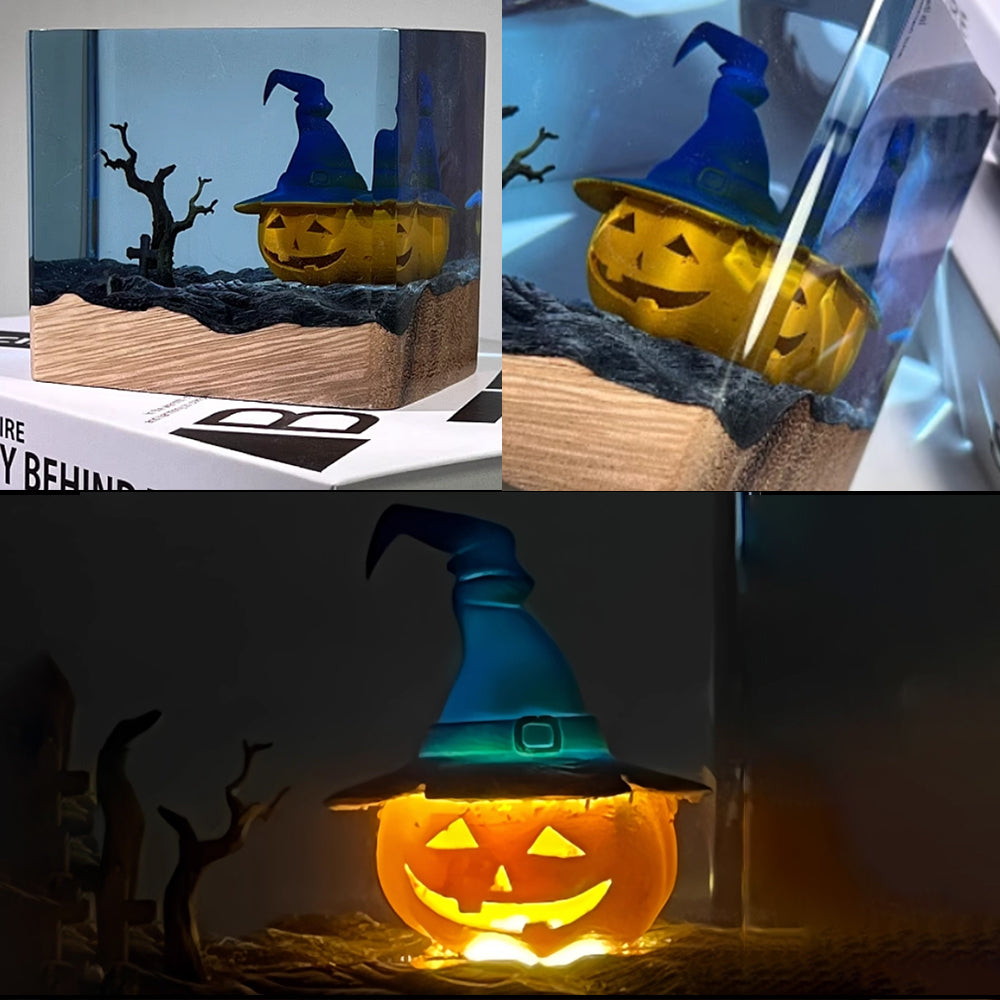 Kochwert Halloween Resin Night Light – Handmade Pumpkin Lamp for Home Decor and Gifts