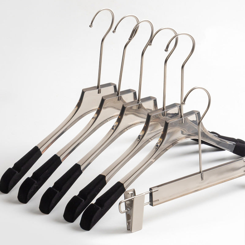 Kochwert Luxury Grey Clear Acrylic Hanger with Long Hook, Velvet Edge – For Suits & Dresses-1
