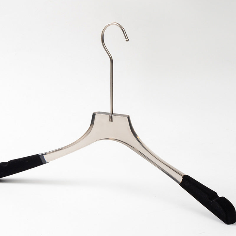 Kochwert Luxury Grey Clear Acrylic Hanger with Long Hook, Velvet Edge – For Suits & Dresses-6