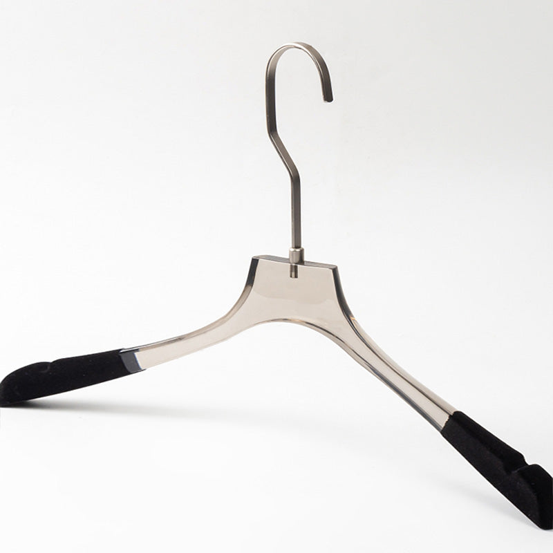 Kochwert Luxury Grey Clear Acrylic Hanger with Long Hook, Velvet Edge – For Suits & Dresses-7