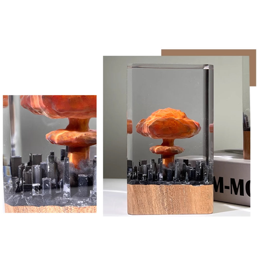 Kochwert Mushroom Cloud Resin Night Light – Urban Atomic Bomb Explosion Decor and Gift
