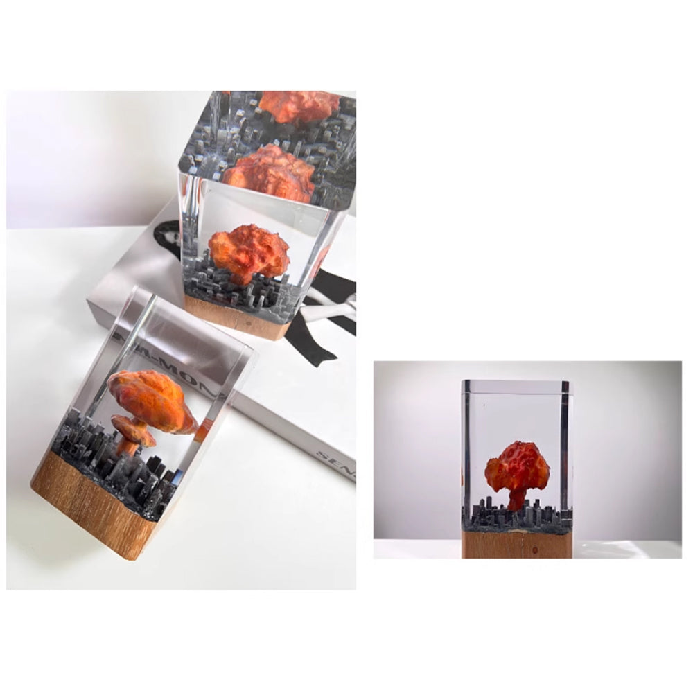 Kochwert Mushroom Cloud Resin Night Light – Urban Atomic Bomb Explosion Decor and Gift