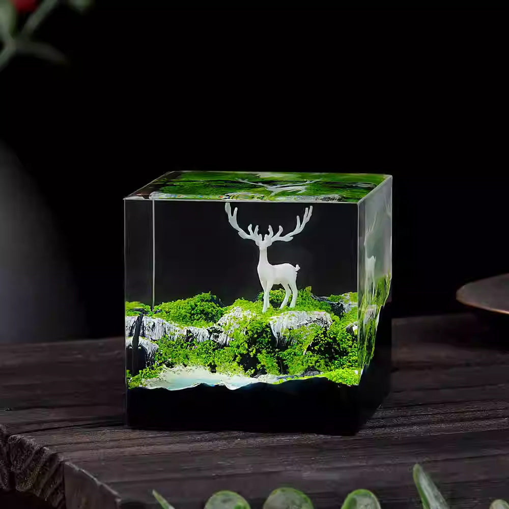 Kochwert Preserved Flower Fawn Resin Statue – Home, Living Room, Study, and Office Decor