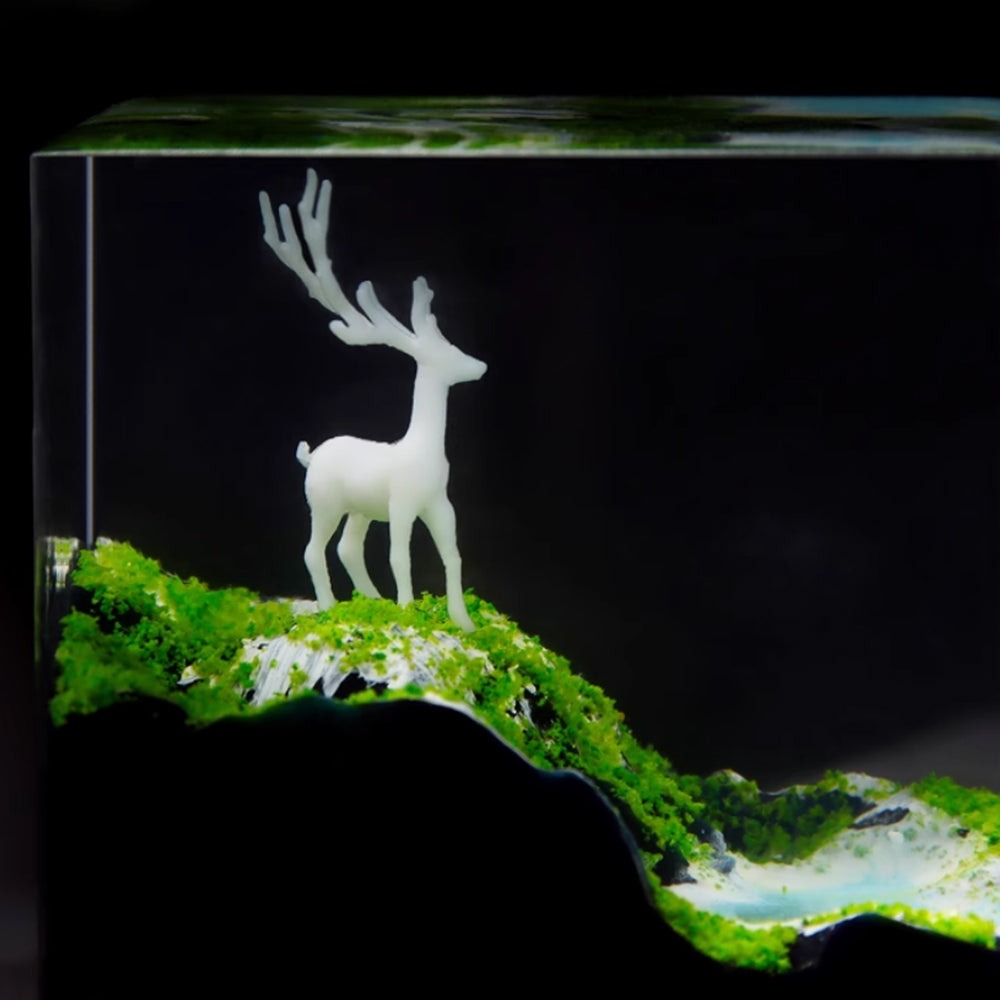 Kochwert Preserved Flower Fawn Resin Statue – Home, Living Room, Study, and Office Decor