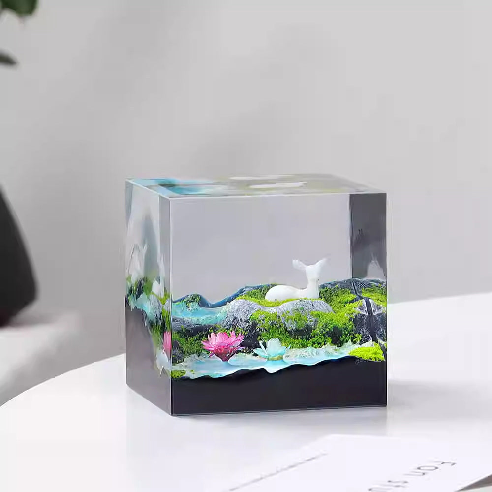 Kochwert Preserved Flower Fawn Resin Statue – Home, Living Room, Study, and Office Decor