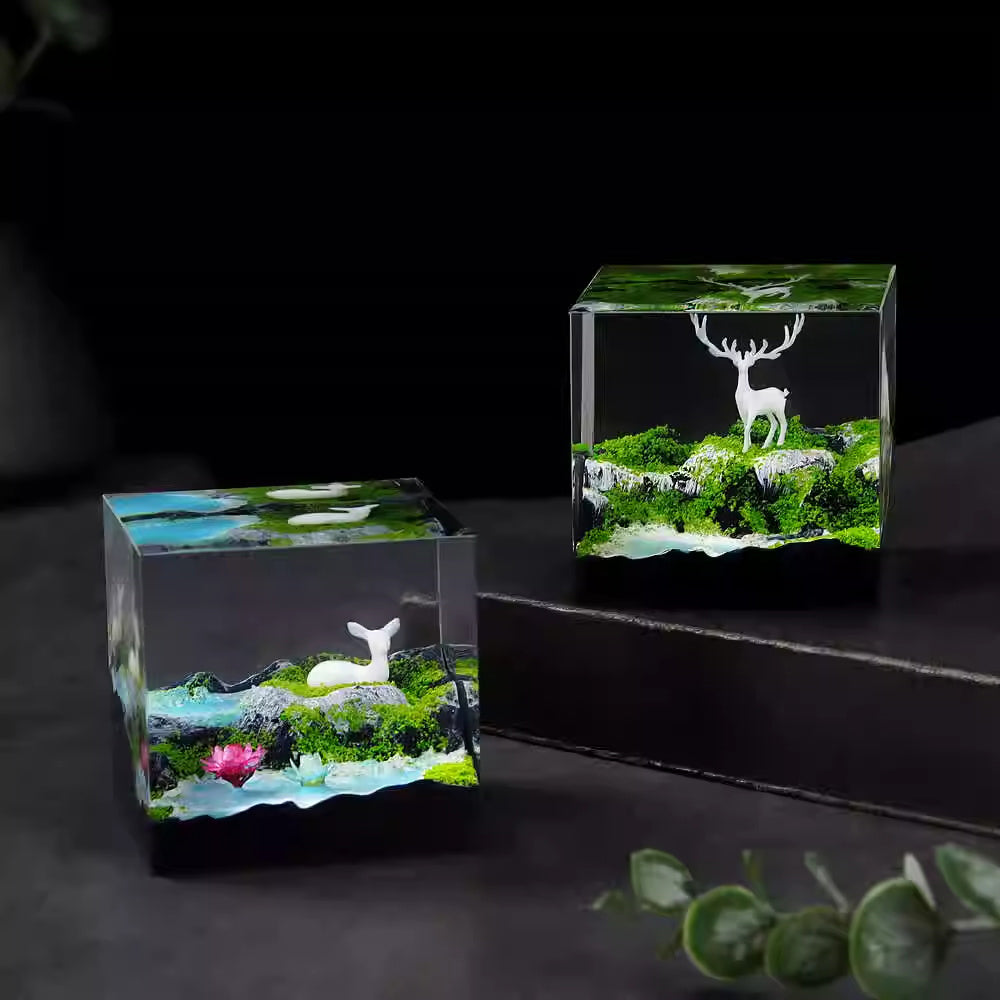 Kochwert Preserved Flower Fawn Resin Statue – Home, Living Room, Study, and Office Decor