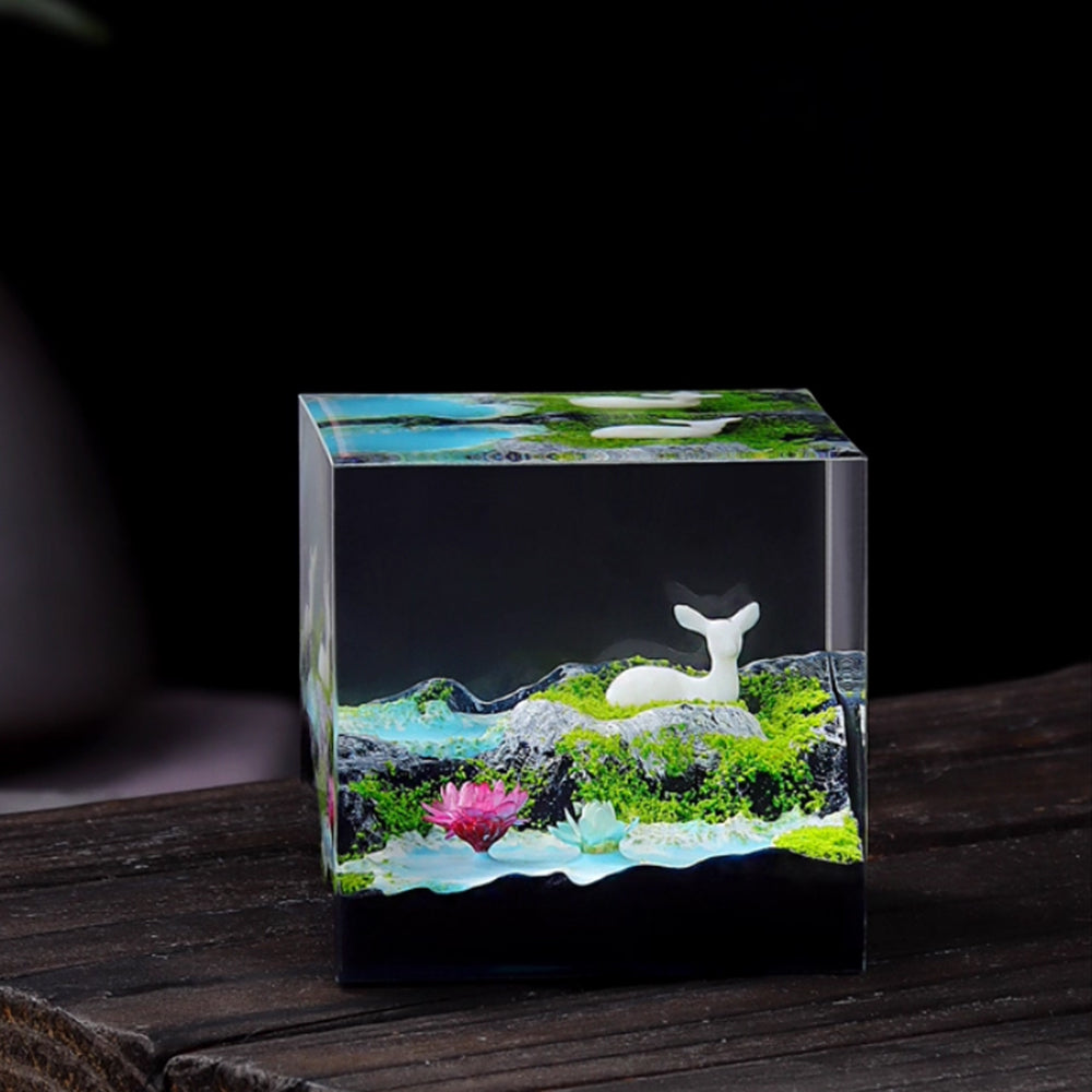 Kochwert Preserved Flower Fawn Resin Statue – Home, Living Room, Study, and Office Decor