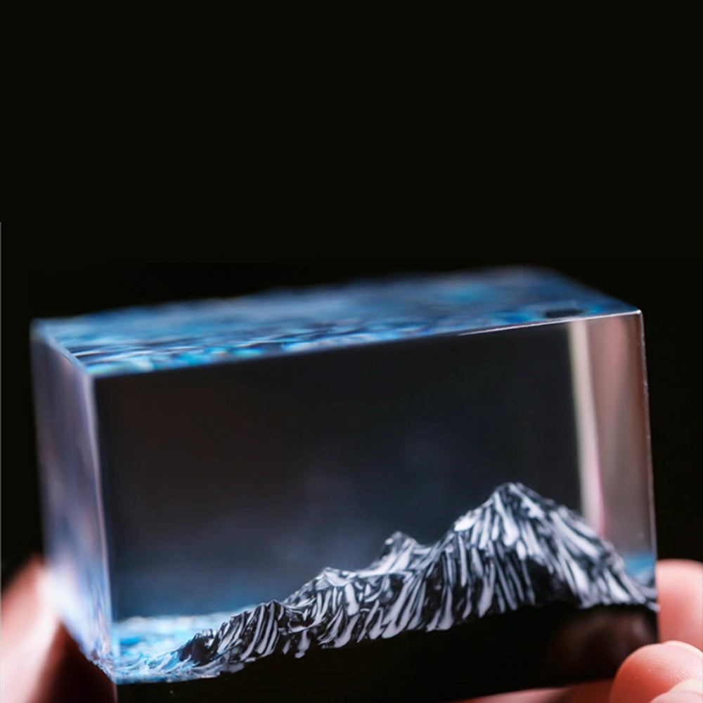 Kochwert Resin Mountain Ocean Sculpture – Handmade Desk & Car Decor, Unique Gift Idea