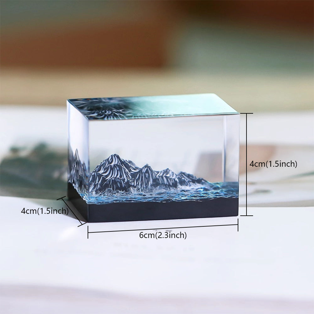 Kochwert Resin Mountain Ocean Sculpture – Handmade Desk & Car Decor, Unique Gift Idea