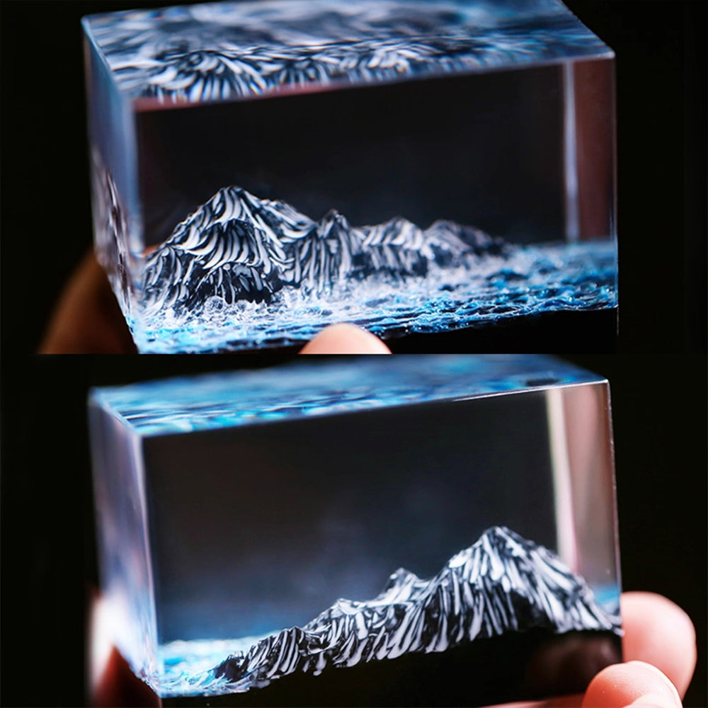 Kochwert Resin Mountain Ocean Sculpture – Handmade Desk & Car Decor, Unique Gift Idea