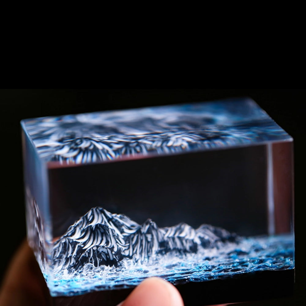 Kochwert Resin Mountain Ocean Sculpture – Handmade Desk & Car Decor, Unique Gift Idea