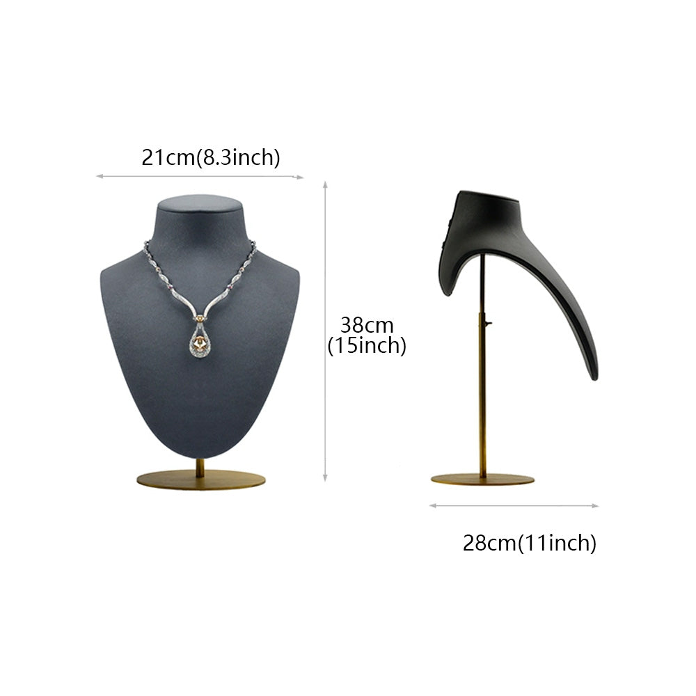 Kochwert Necklace Bust Form Black Grey Suede Microfber, Pendant Holder Storage Stand for Jewelry