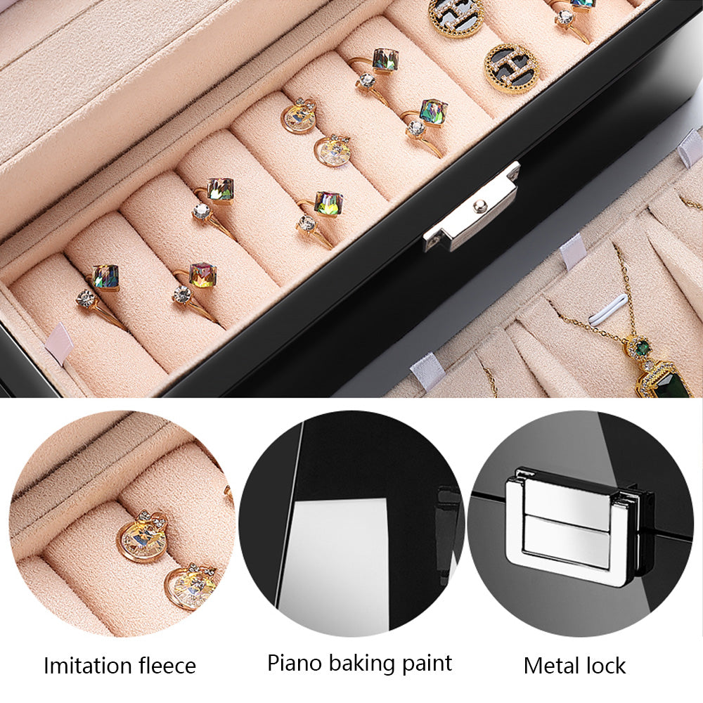 Light luxury lacquer wood piano jewelry storage box, ring necklace double pendant jewelry collection box