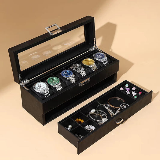 Luxury edition black double-layer watch jewelry collection sodium box