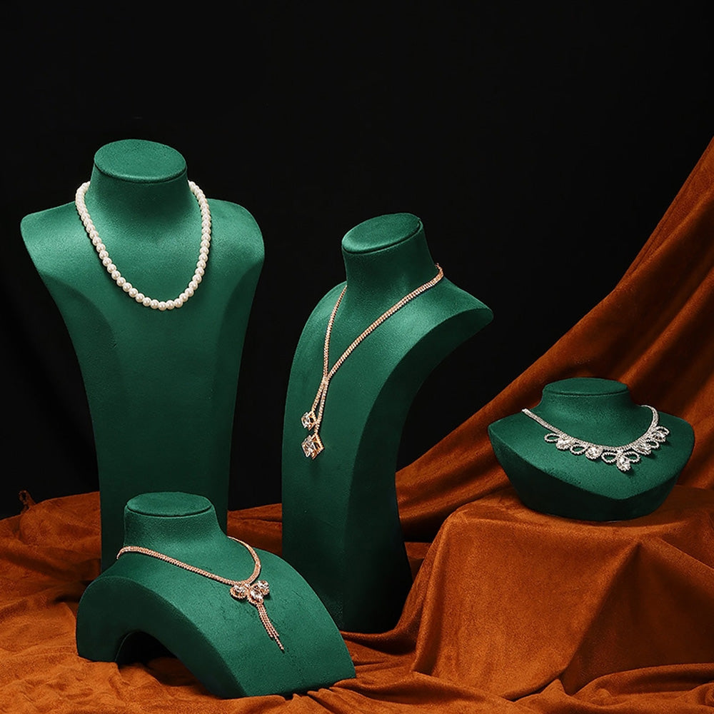 Kochwert Green Velvet Suede Luxury Jewelry Bust Form,Jewelry Display Set,Necklace Stand Bust