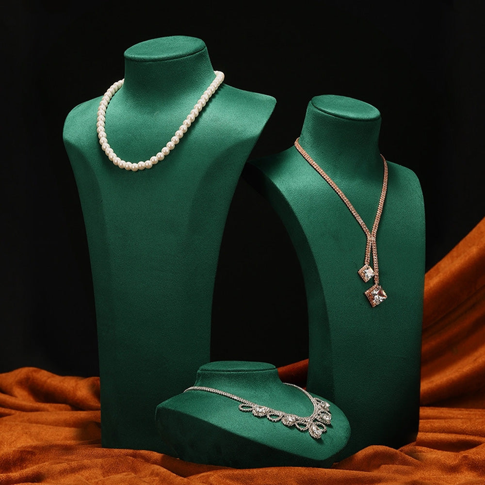 Kochwert Green Velvet Suede Luxury Jewelry Bust Form,Jewelry Display Set,Necklace Stand Bust