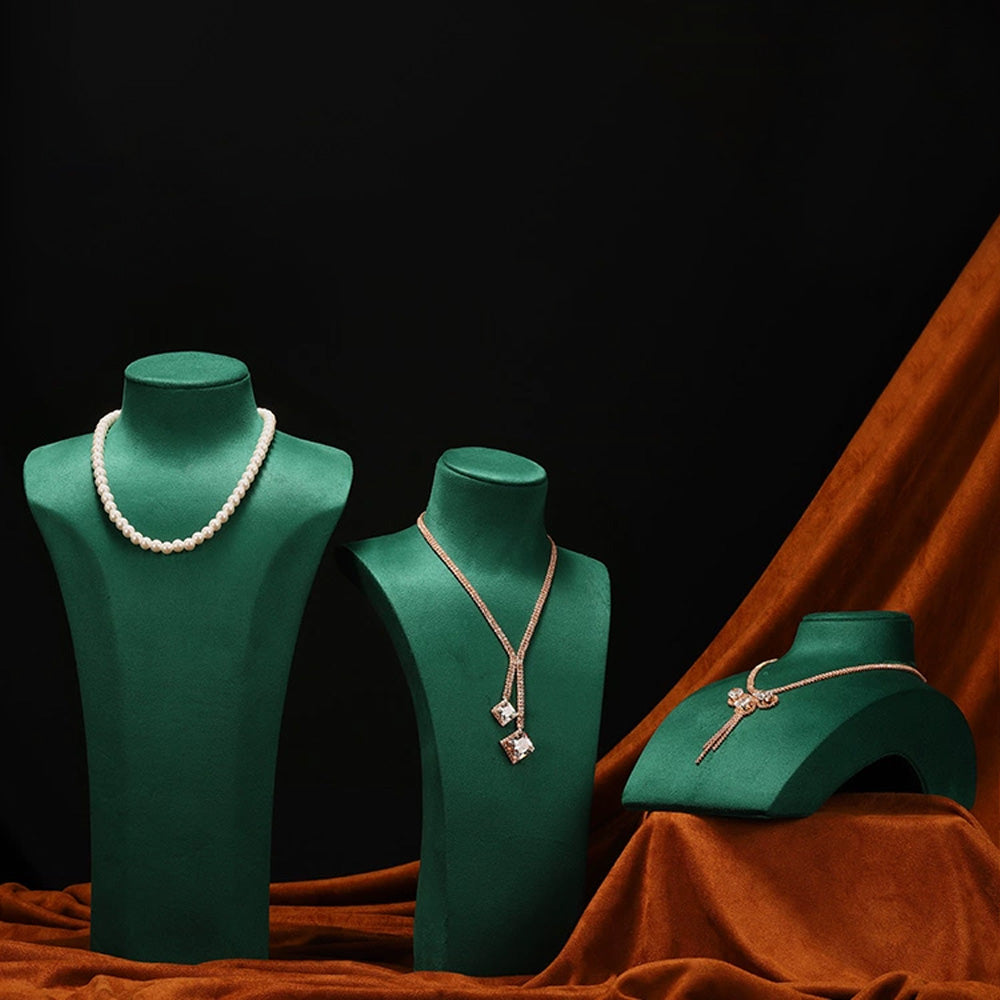 Kochwert Green Velvet Suede Luxury Jewelry Bust Form,Jewelry Display Set,Necklace Stand Bust