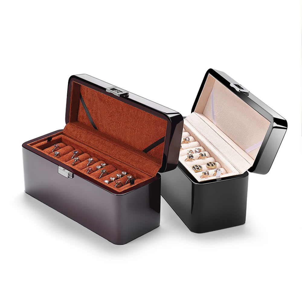 Light luxury lacquer wood piano jewelry storage box, ring necklace double pendant jewelry collection box