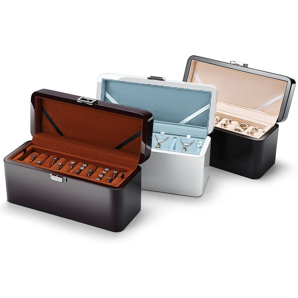 Light luxury lacquer wood piano jewelry storage box, ring necklace double pendant jewelry collection box