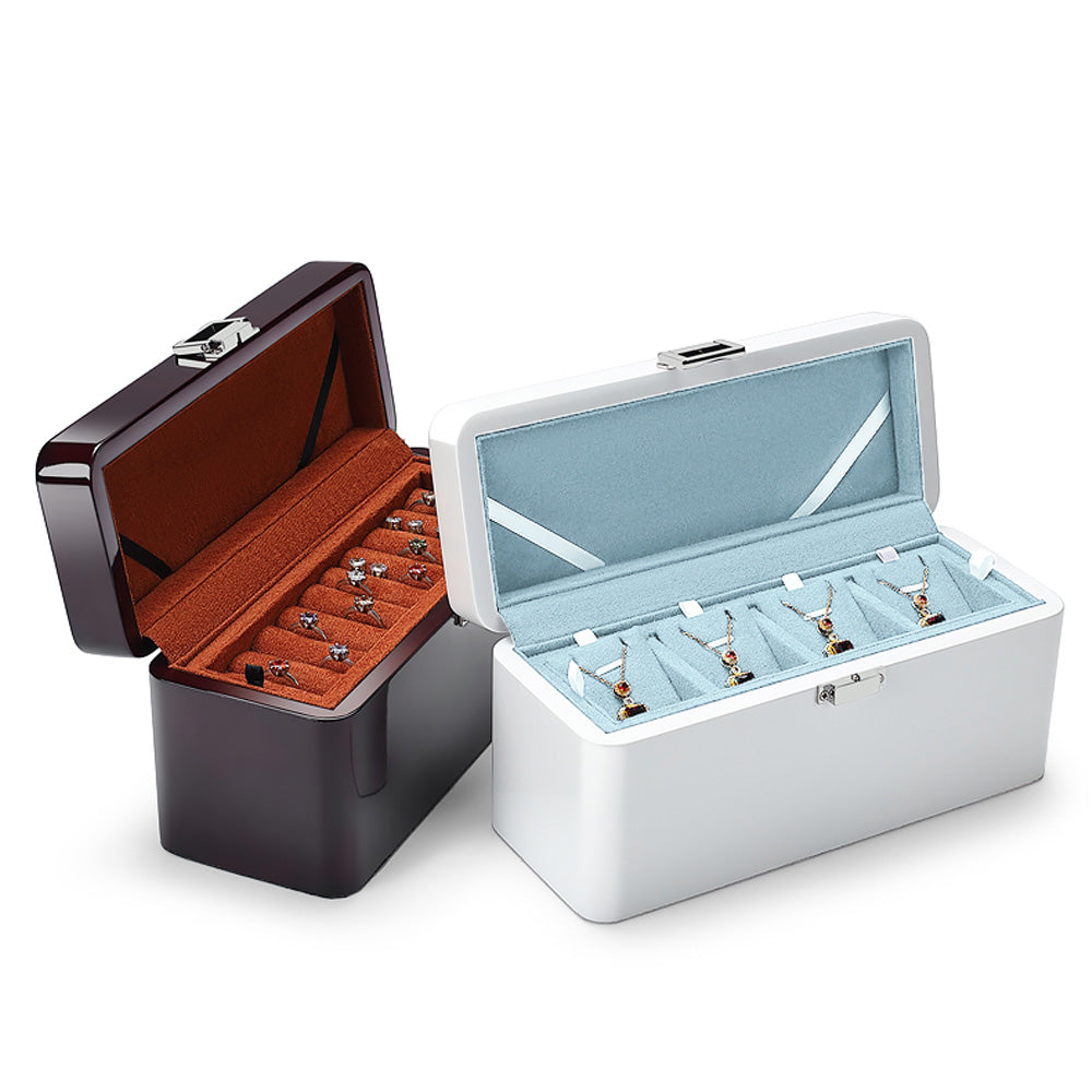 Light luxury lacquer wood piano jewelry storage box, ring necklace double pendant jewelry collection box