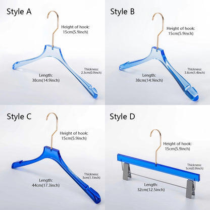 Kochwert Blue Acrylic Clothes Hanger with Pants Clip - Unisex, Suitable for Store Displays