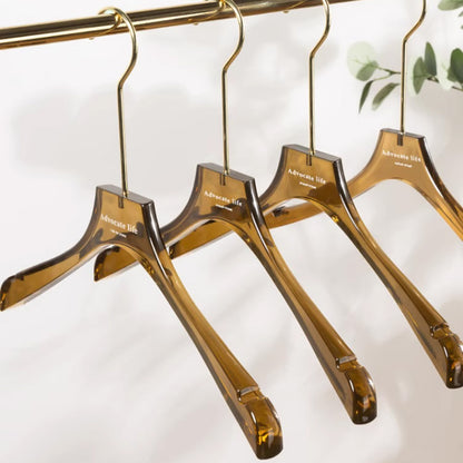 Kochwert Brown Acrylic Hanger - Long Metal Hook Clip for Hanging Suit, Skirt and Pants-1