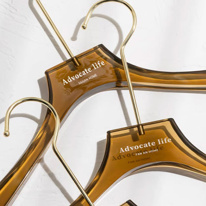 Kochwert Brown Acrylic Hanger - Long Metal Hook Clip for Hanging Suit, Skirt and Pants-5