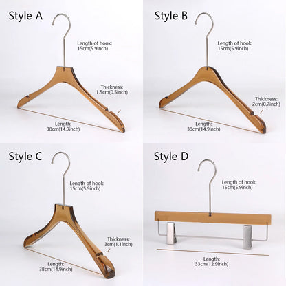 Kochwert Brown Acrylic Hanger - Long Metal Hook Clip for Hanging Suit, Skirt and Pants-2