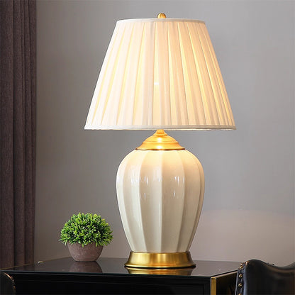 Kochwert Ceramic & Brass Table Lamp – Modern Minimalist Home, Bedroom & Living Room
