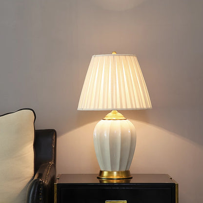 Kochwert Ceramic & Brass Table Lamp – Modern Minimalist Home, Bedroom & Living Room