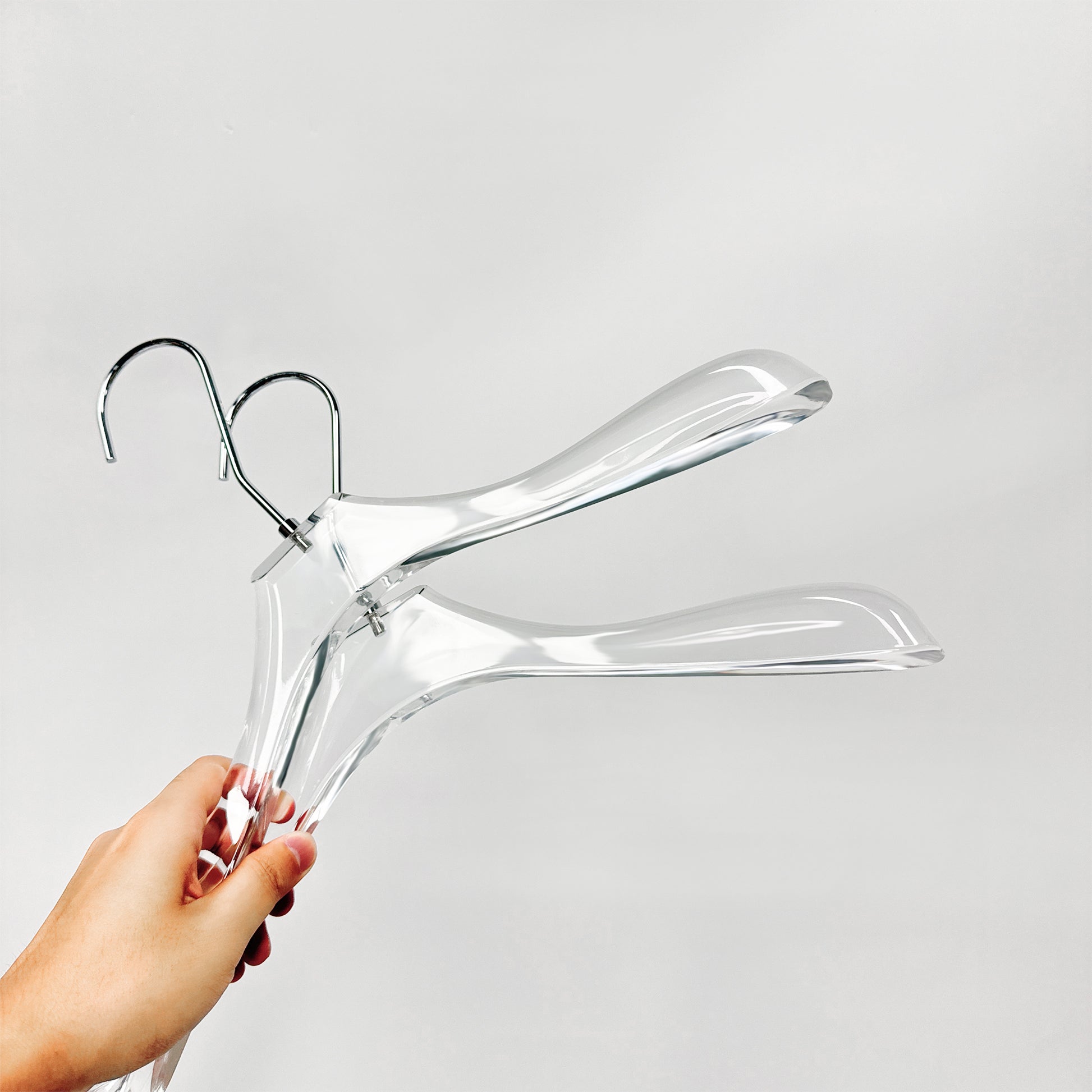 Kochwert Clear Acrylic Hanger with Long Hook – Durable for Heavy Winter Coats and Pants-10